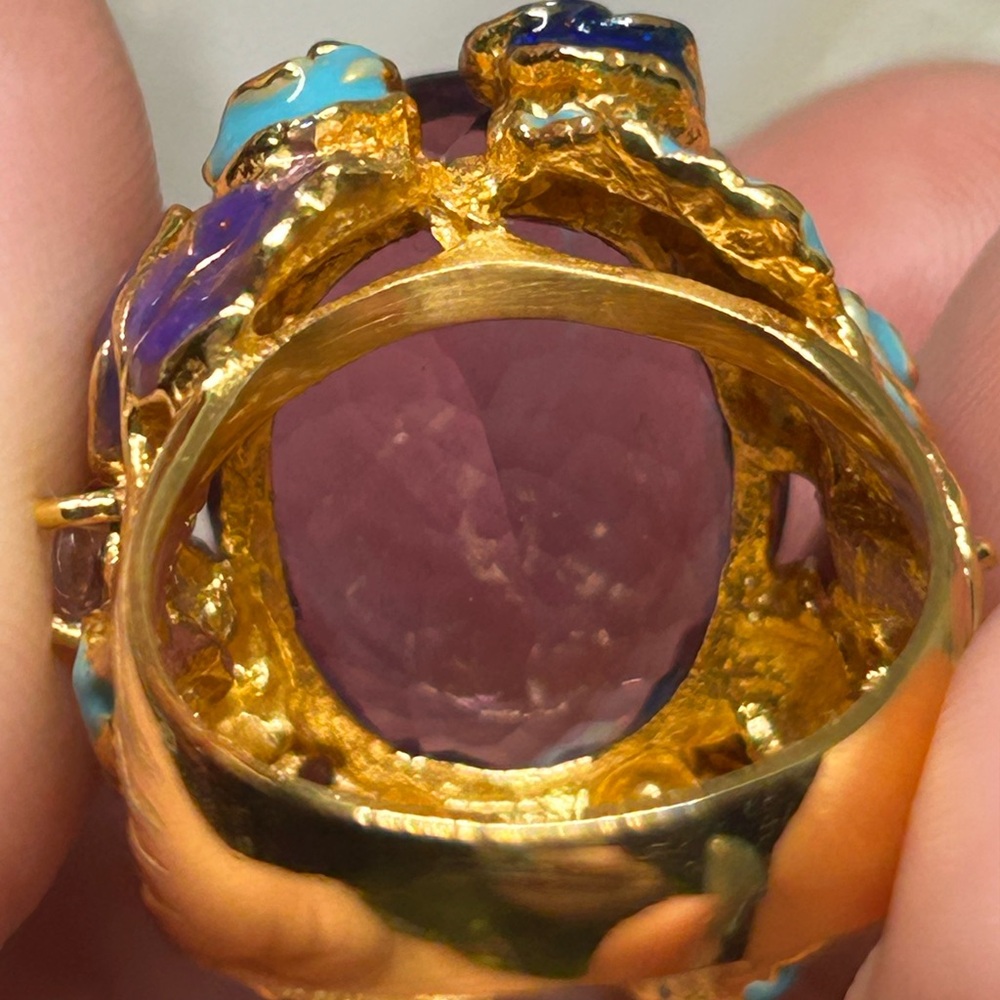 Amethyst & Enamel Statement Ring - image 4